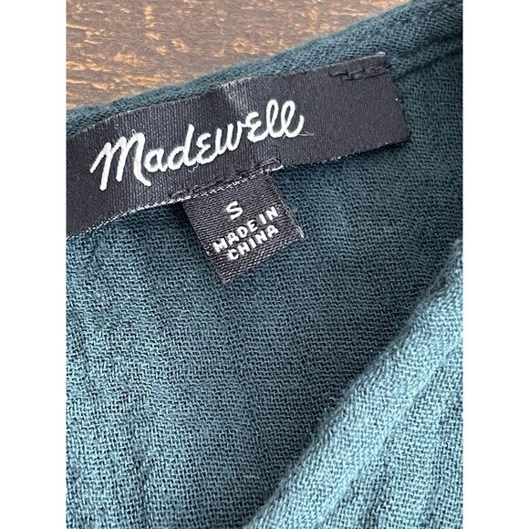 Madewell Womens Blouse Sz Small Lightspun Cuffed-Sleeve Shirred Bohemian Boho - Picture 8 of 12